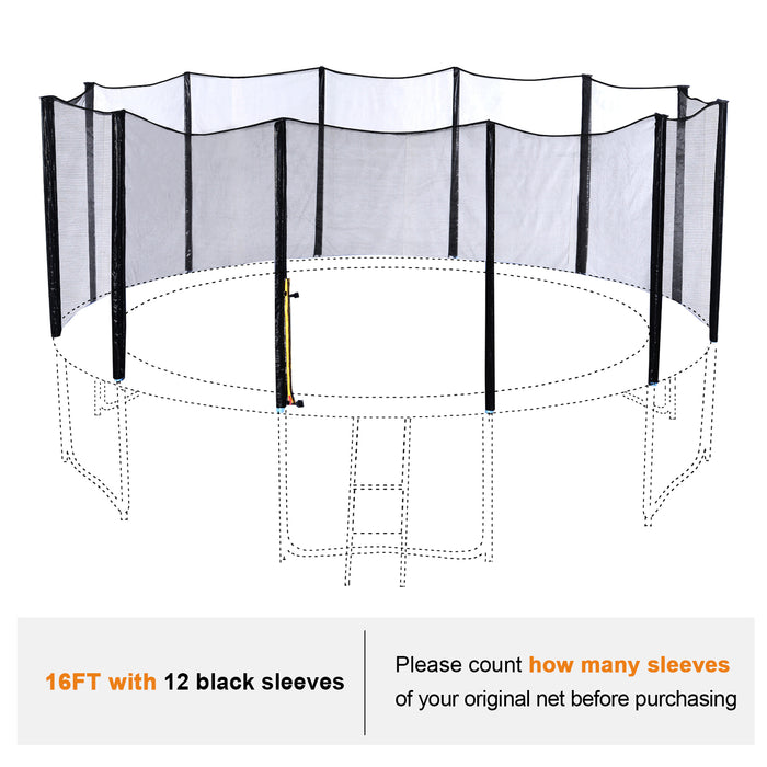 ExacMe Trampoline Replacement Outer Enclosure Net Different Size for T-series 8 10 12 13 14 15 16 Foot Frame, Poles not Included, T08EN-T16EN