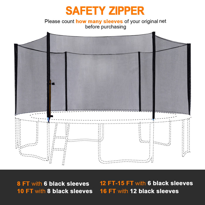 ExacMe Trampoline Replacement Outer Enclosure Net Different Size for T-series 8 10 12 13 14 15 16 Foot Frame, Poles not Included, T08EN-T16EN