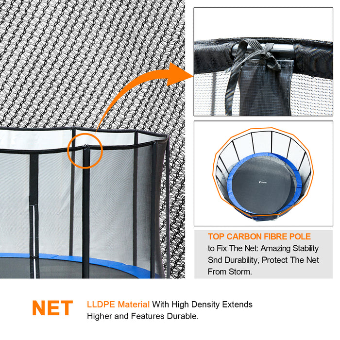 ExacMe 15 Foot Luxury Trampoline with Basketball and Premium Enclosure Carbon Fiber Rod, 400 LBS Weight Limit, L15+BH04